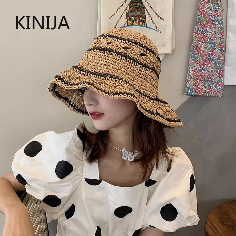 Bucket Hat Straw - Cappello estivo Cappello da sole in